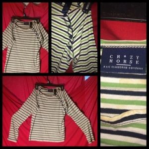 ...green white and black long sleeve shirt.